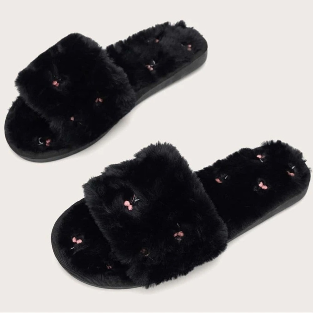 NEW Black cherry slippers SHEIN